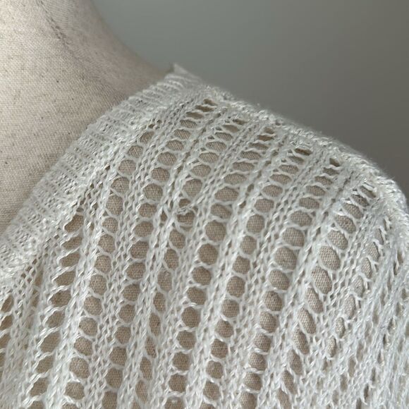 Denim & Supply Ralph Lauren White Open Knit Sweater Boho Festival Beach Coverup - Picture 5 of 10